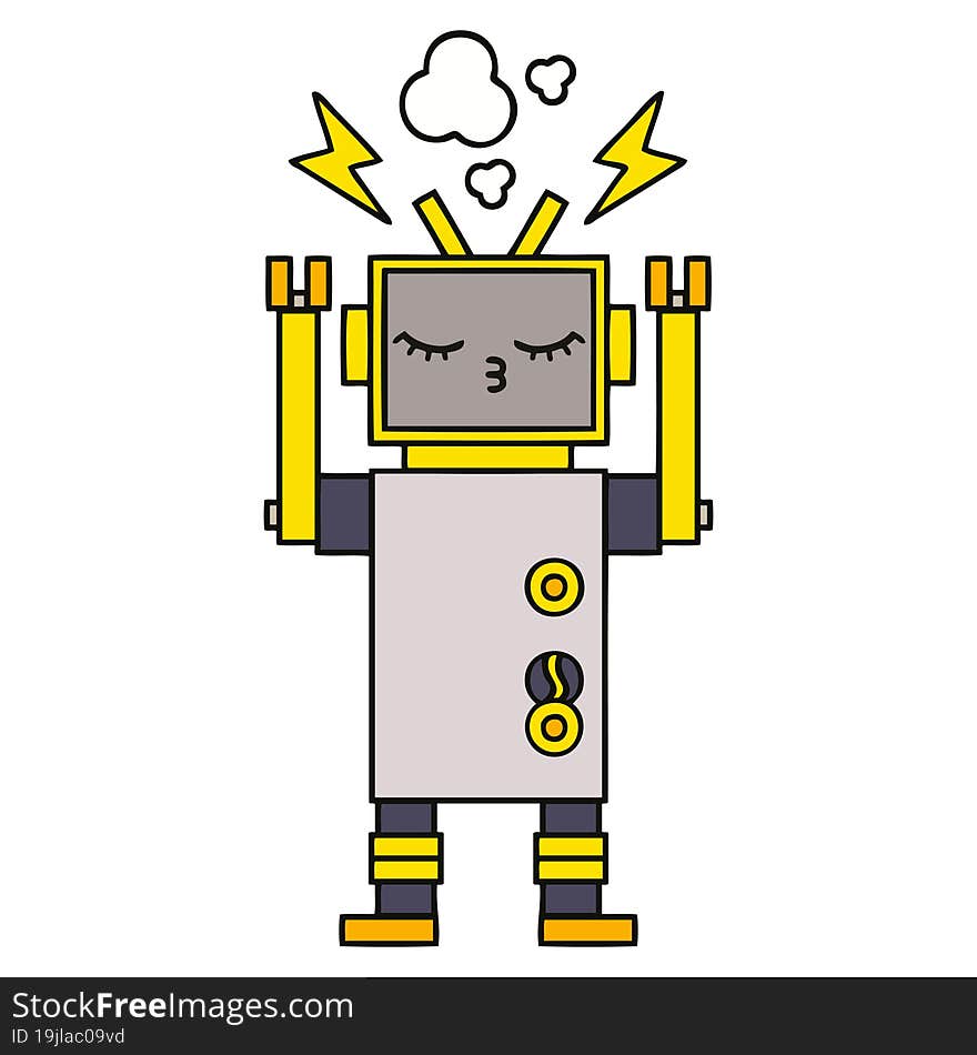 cute cartoon of a malfunctioning robot