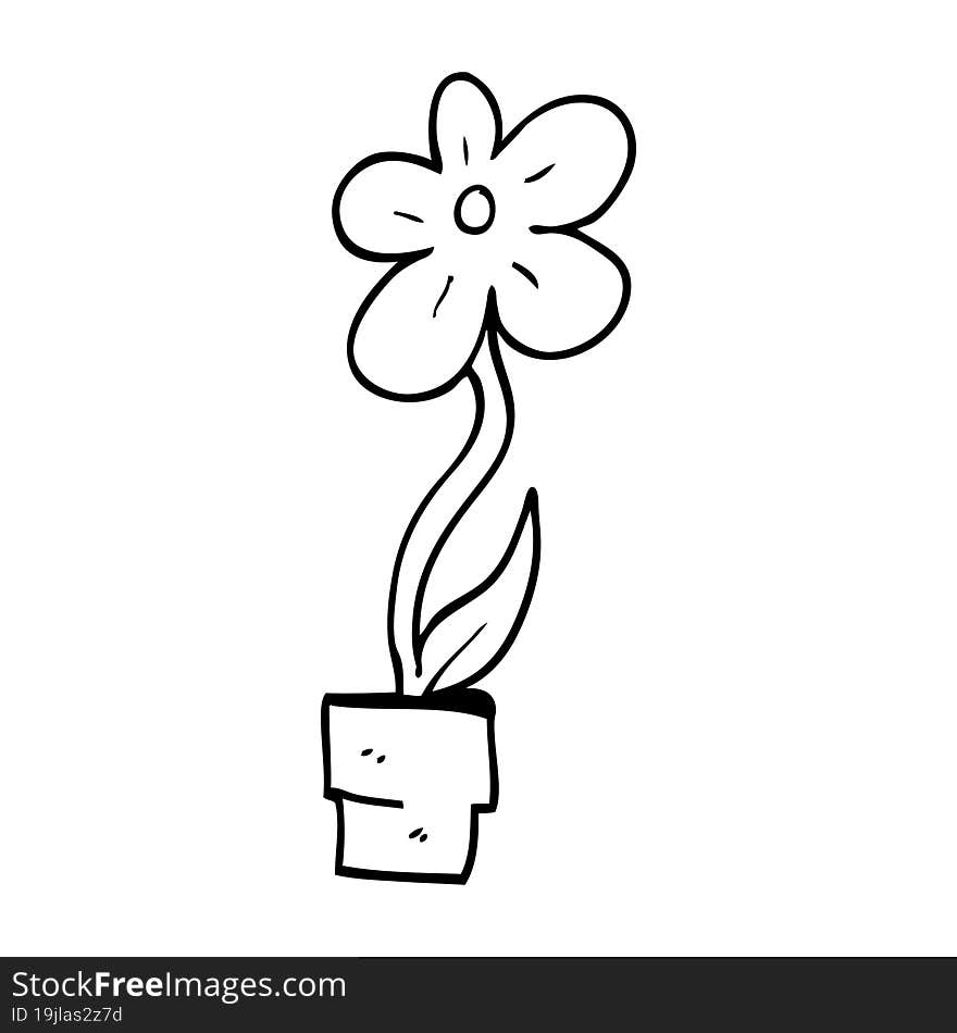 line drawing cartoon flower pot