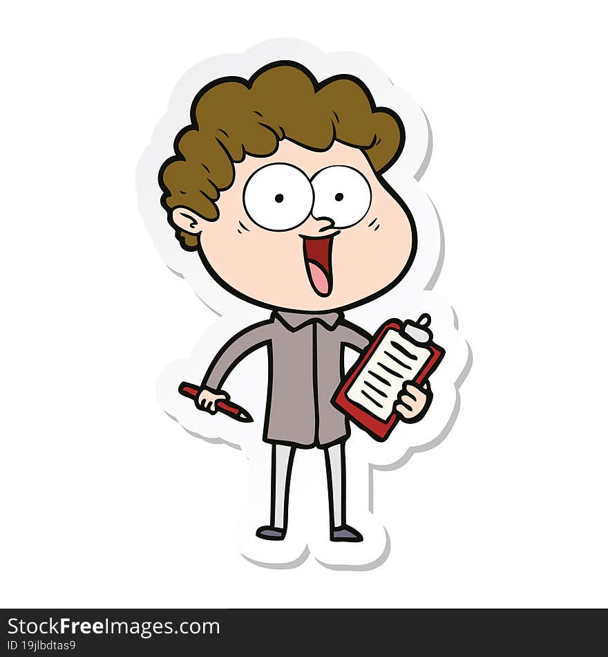 sticker of a cartoon happy man