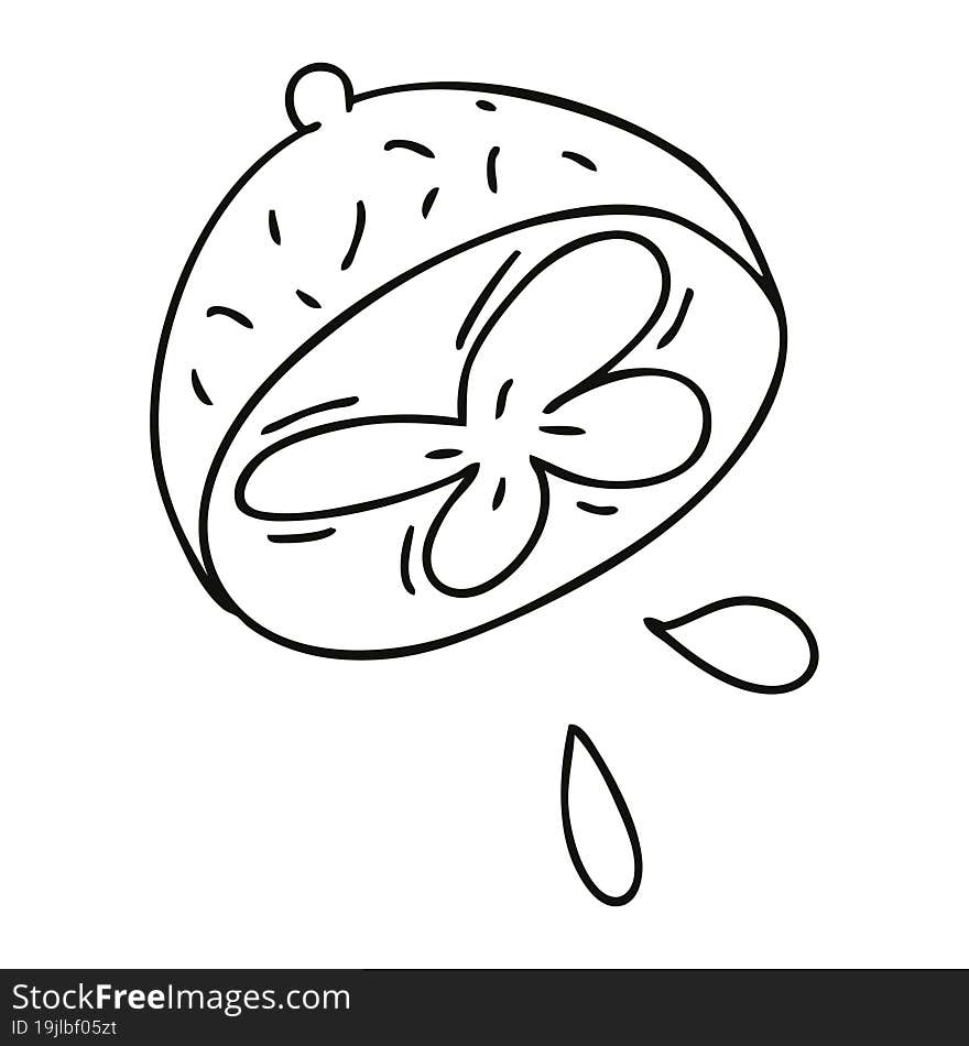 Quirky Line Drawing Cartoon Lemon