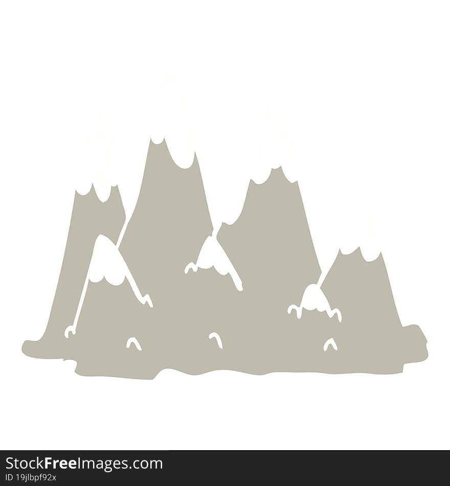 Flat Color Illustration Cartoon Mountains