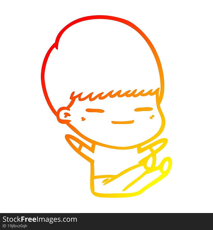 warm gradient line drawing cartoon smug boy