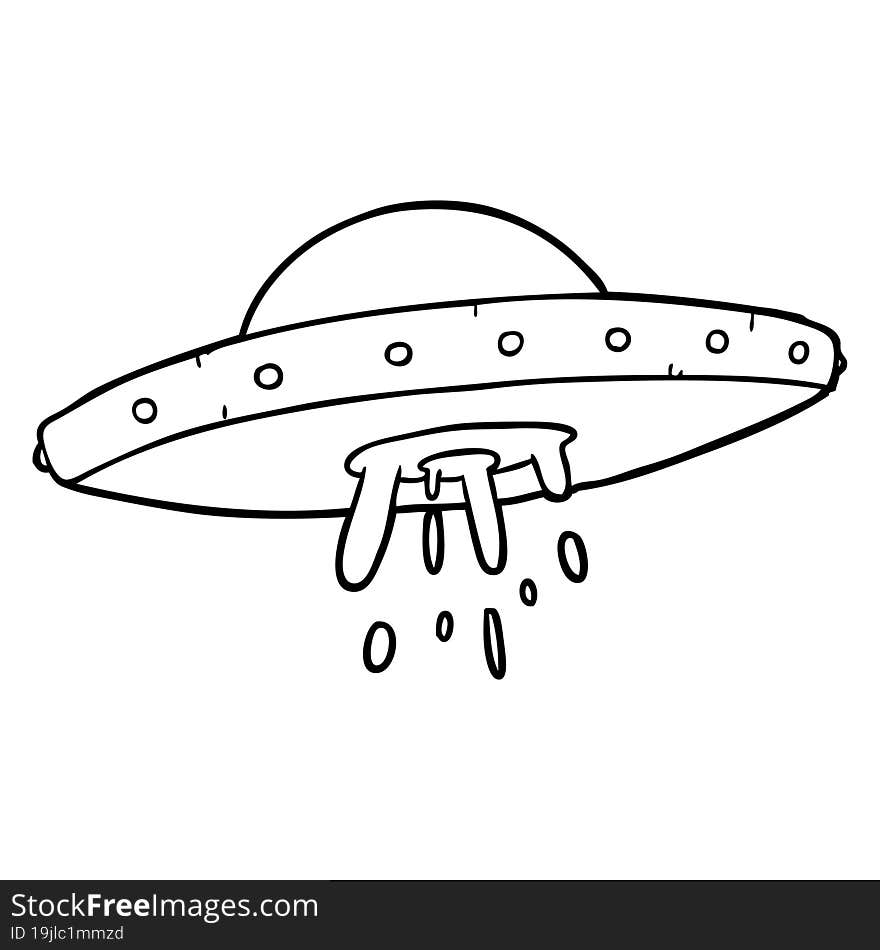 line drawing of a flying UFO. line drawing of a flying UFO