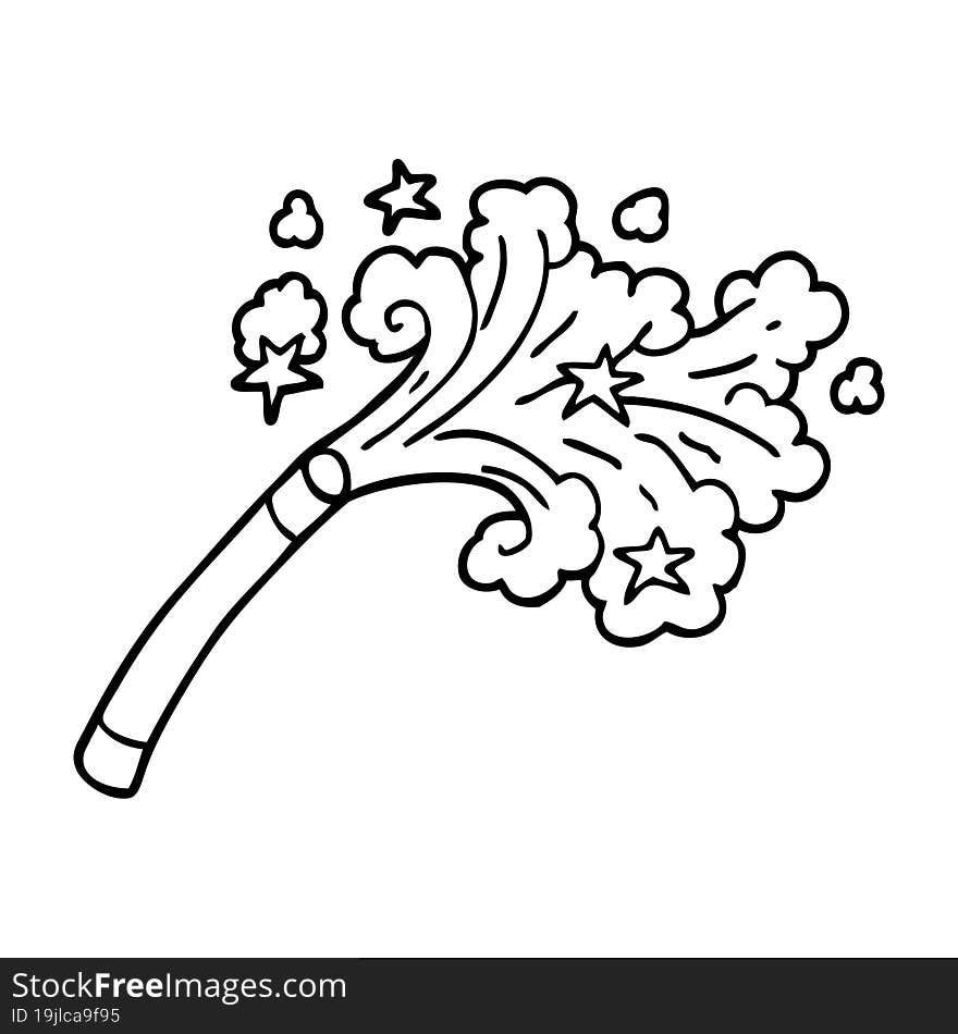 line drawing cartoon magicians wand