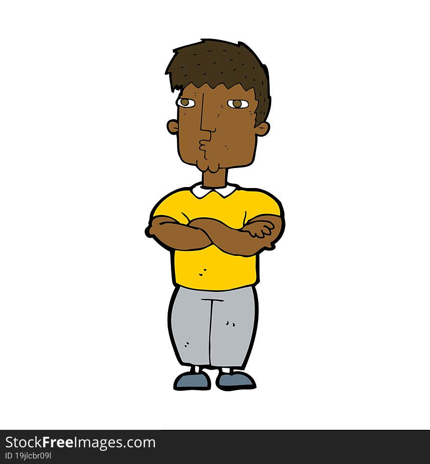 cartoon man with crossed arms