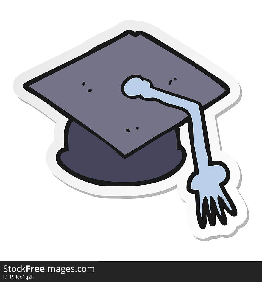 sticker of a cartoon graduation cap