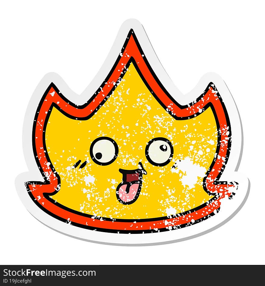 Distressed Sticker Of A Cute Cartoon Fire