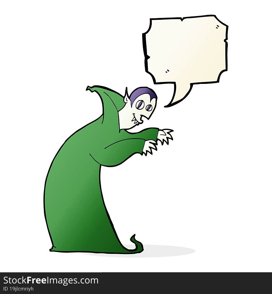 cartoon spooky vampire with speech bubble