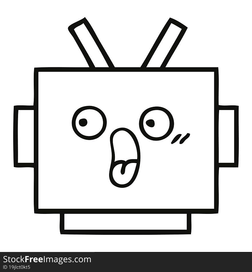 Line Drawing Cartoon Robot Head