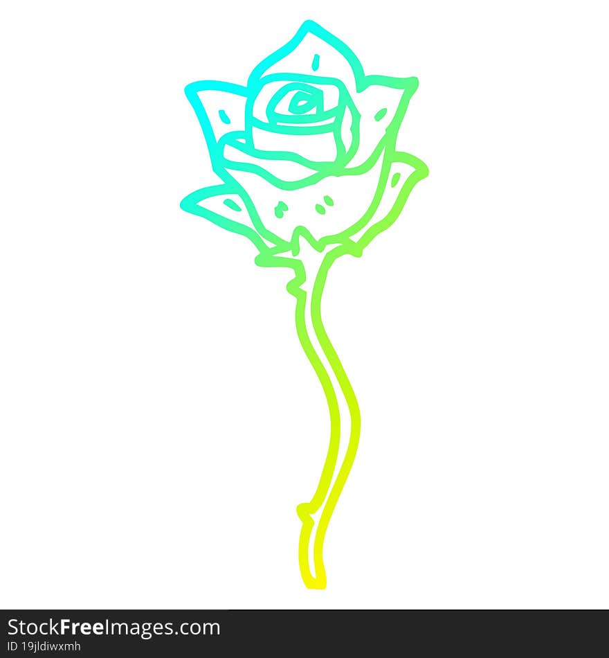 Cold Gradient Line Drawing Cartoon Red Rose