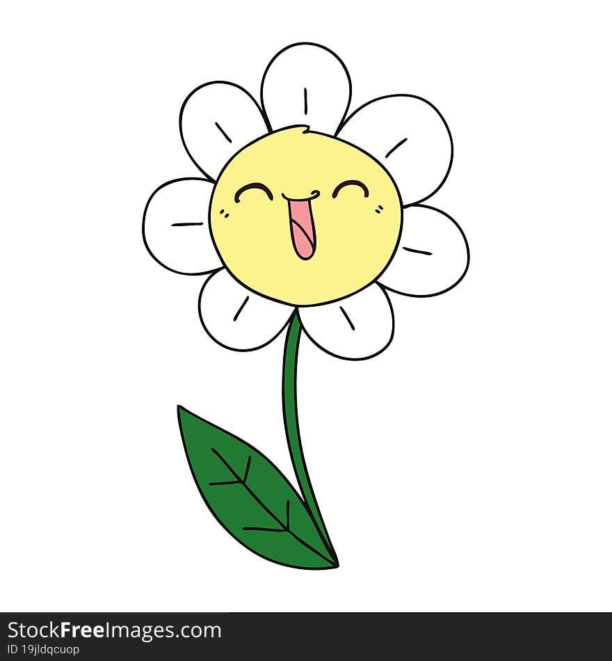 quirky hand drawn cartoon happy flower