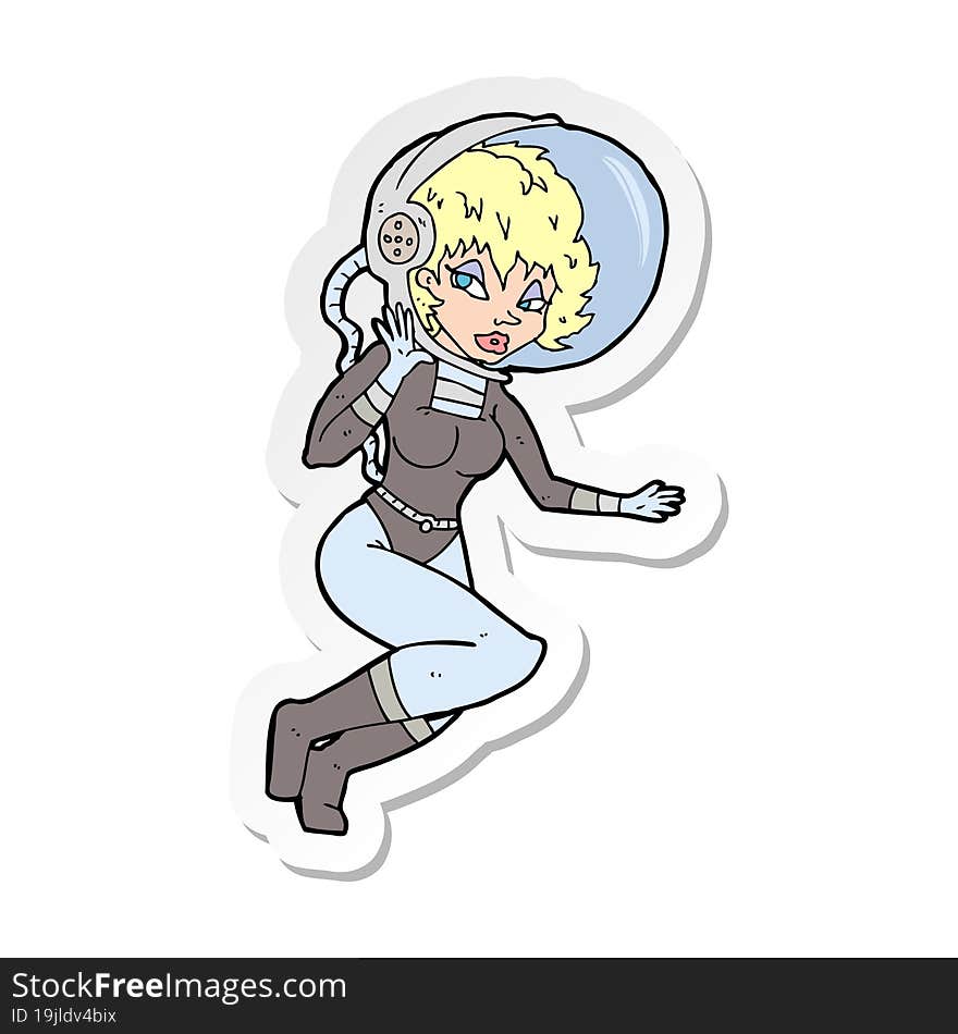 sticker of a cartoon space woman