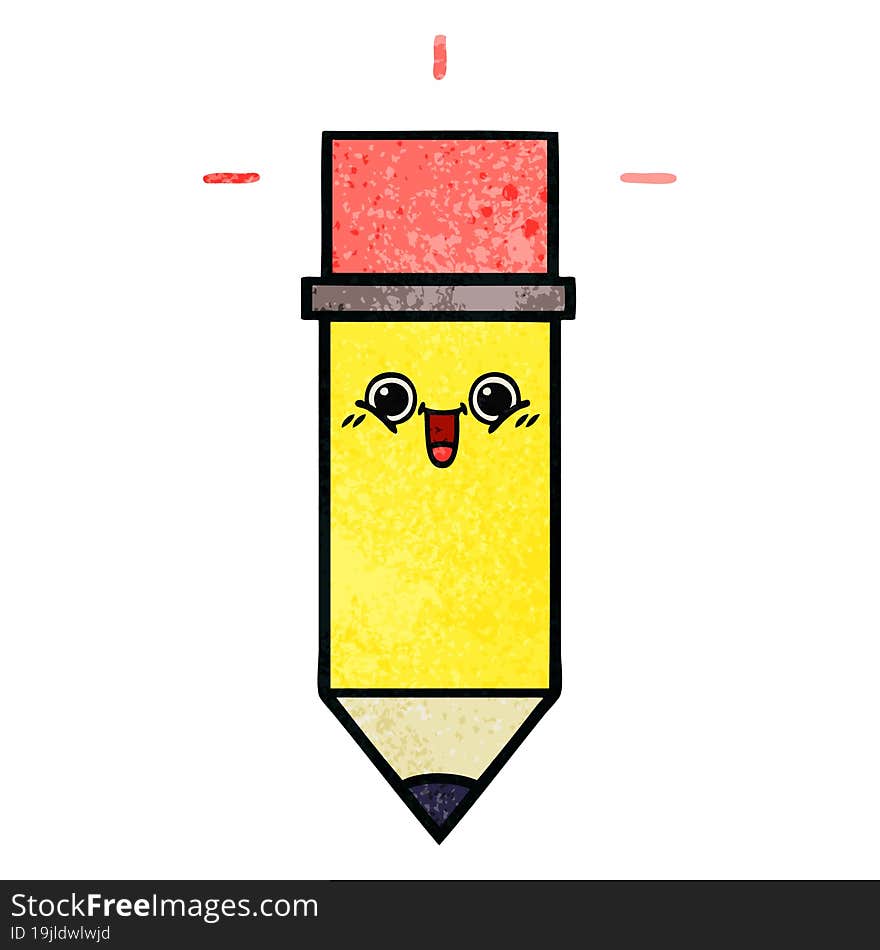 retro grunge texture cartoon of a pencil