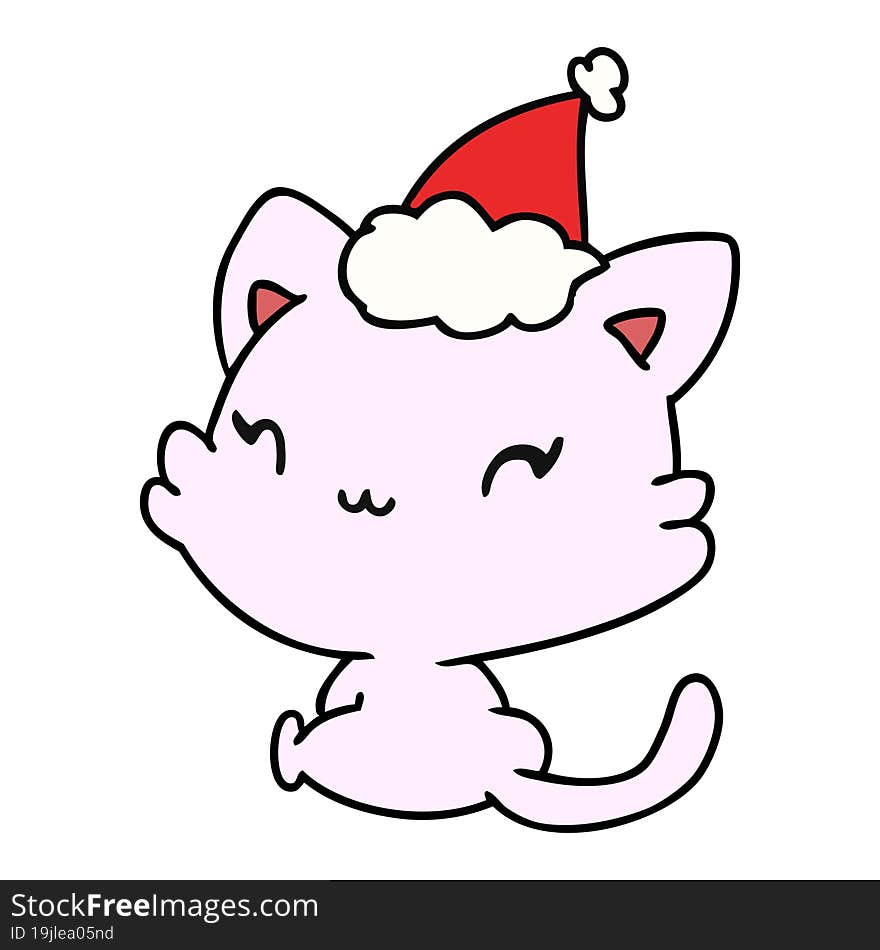 christmas cartoon of kawaii cat