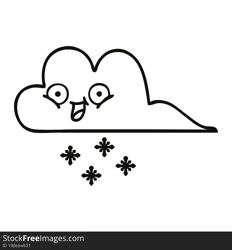 Line Drawing Cartoon Storm Snow Cloud