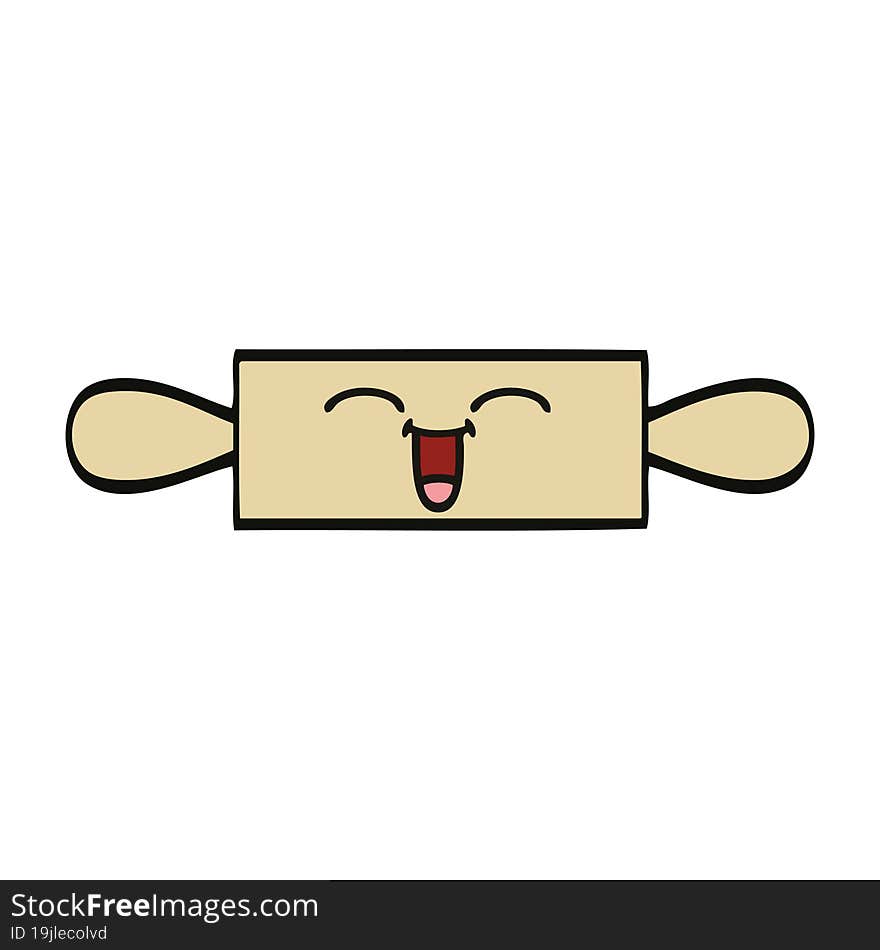 cute cartoon of a rolling pin. cute cartoon of a rolling pin