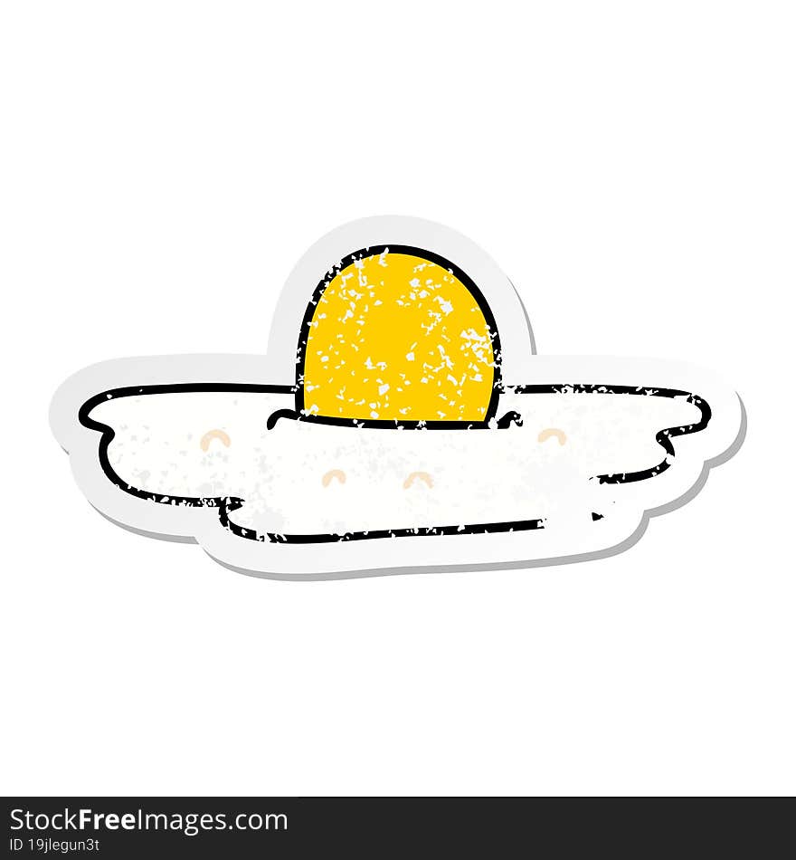 Distressed Sticker Of A Quirky Hand Drawn Cartoon Fried Egg