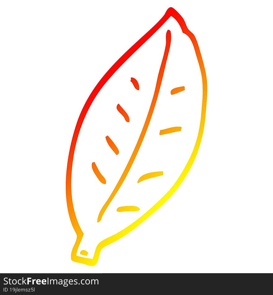 warm gradient line drawing of a cartoon leaf