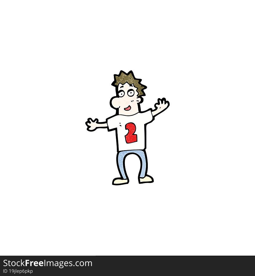 cartoon man in shirt with number two