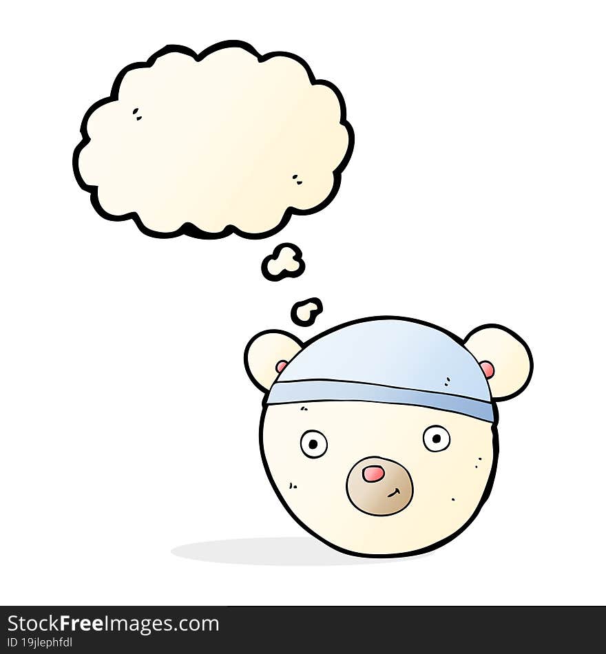 cartoon polar bear face with thought bubble