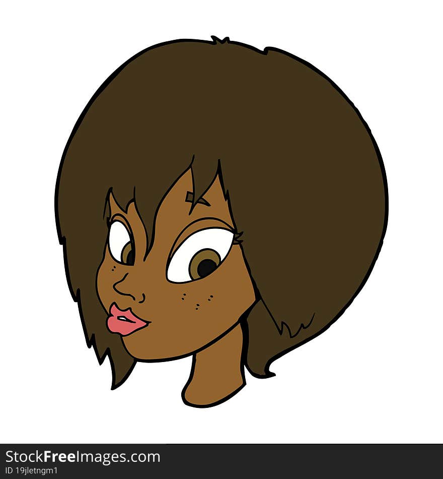 cartoon pretty female face pouting