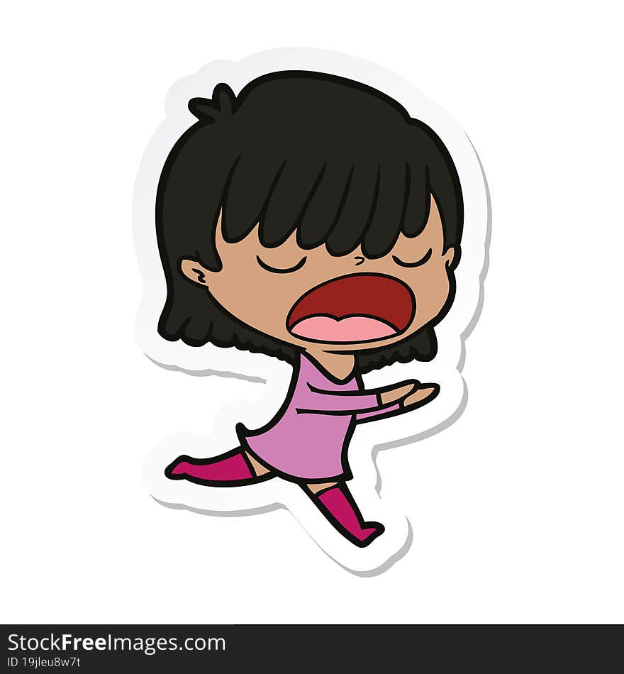 sticker of a cartoon woman talking loudly