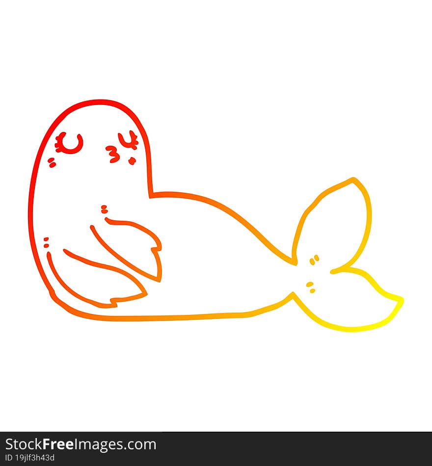 warm gradient line drawing cartoon seal