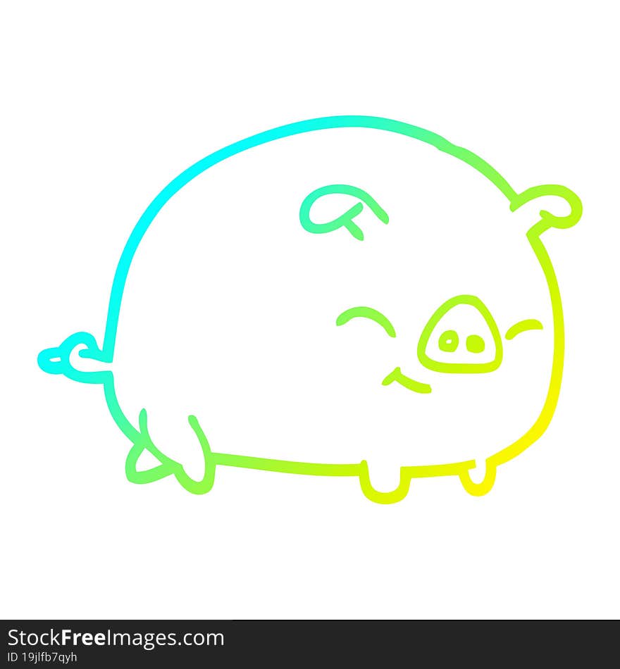 Cold Gradient Line Drawing Cartoon Pig