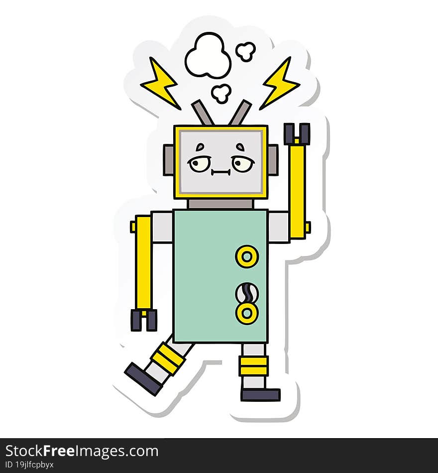 Sticker Of A Cute Cartoon Robot