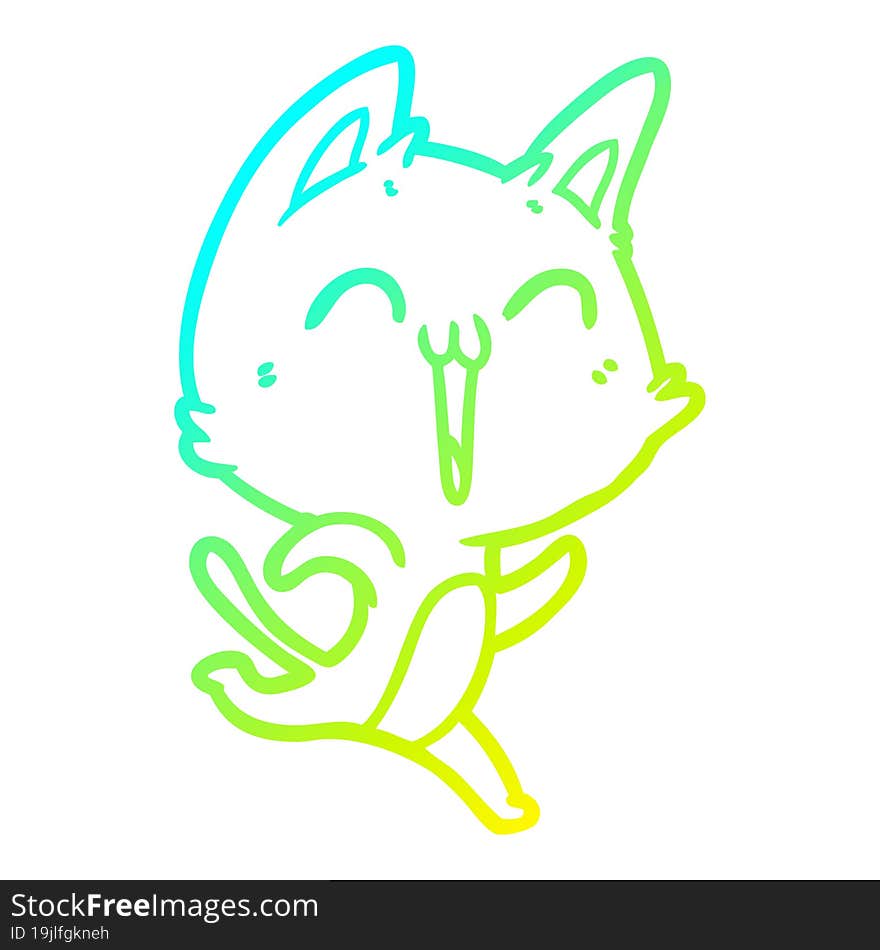 cold gradient line drawing happy cartoon cat