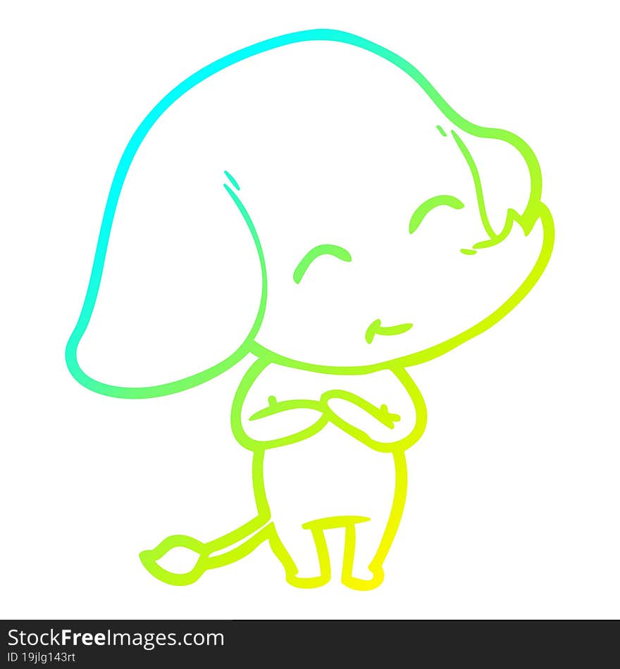 Cold Gradient Line Drawing Cute Cartoon Elephant