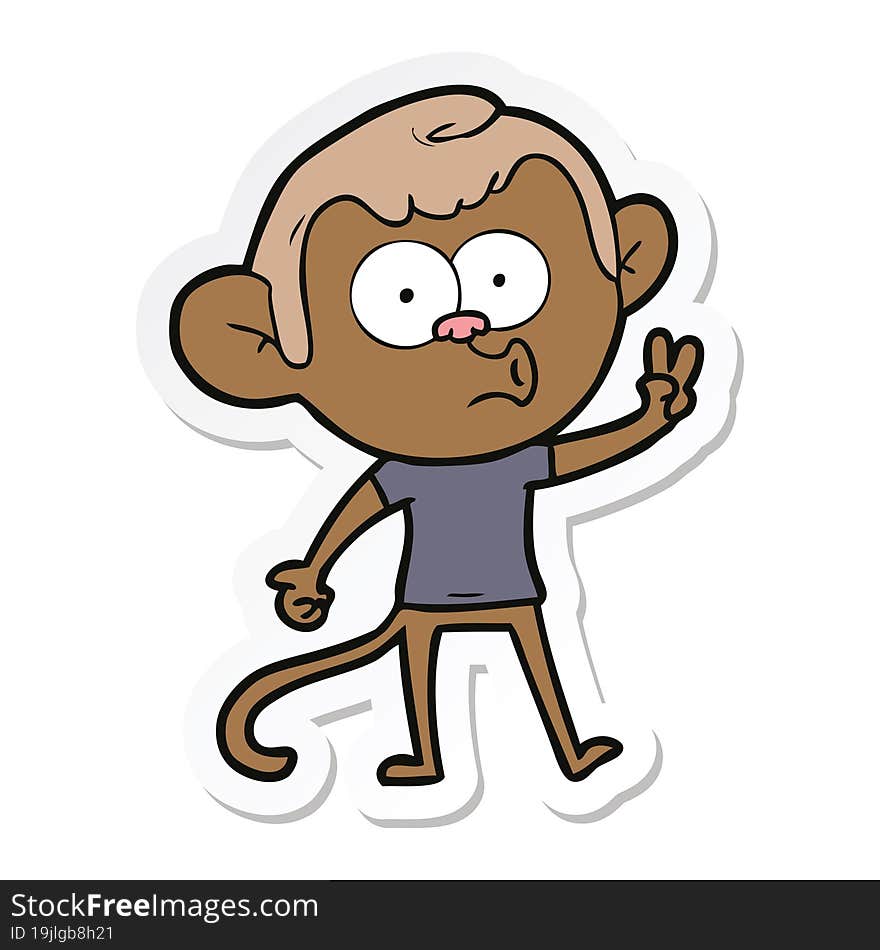 sticker of a cartoon hooting monkey