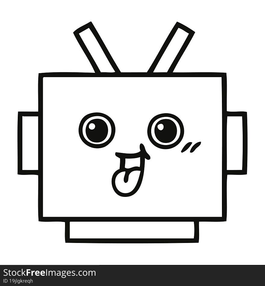 line drawing cartoon robot head