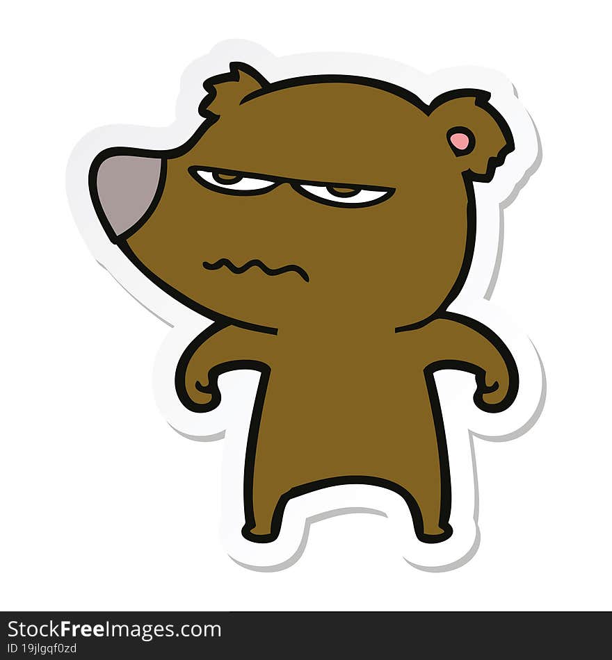 sticker of a annoyed bear cartoon