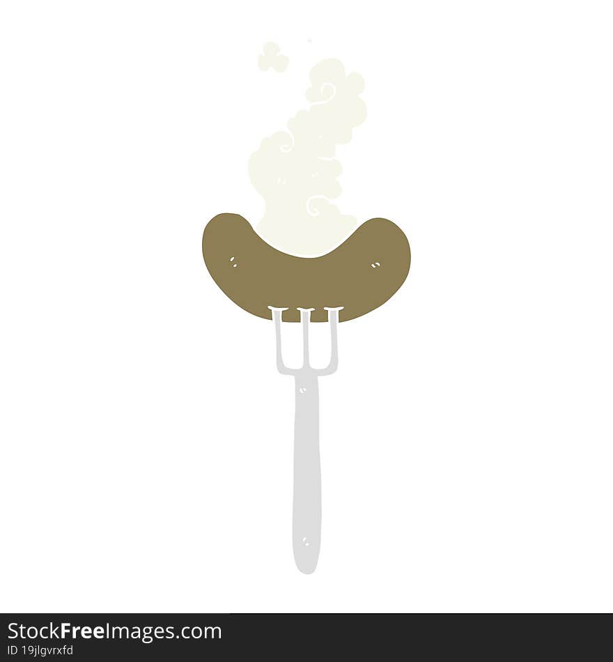 Flat Color Style Cartoon Sausage On Fork