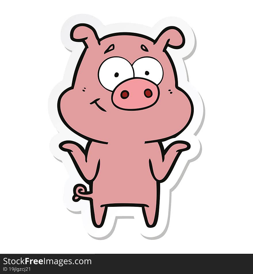 sticker of a happy cartoon pig