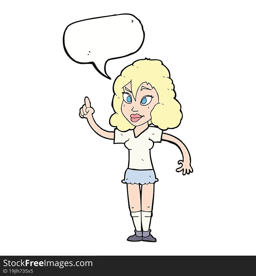 cartoon pretty woman with idea with speech bubble