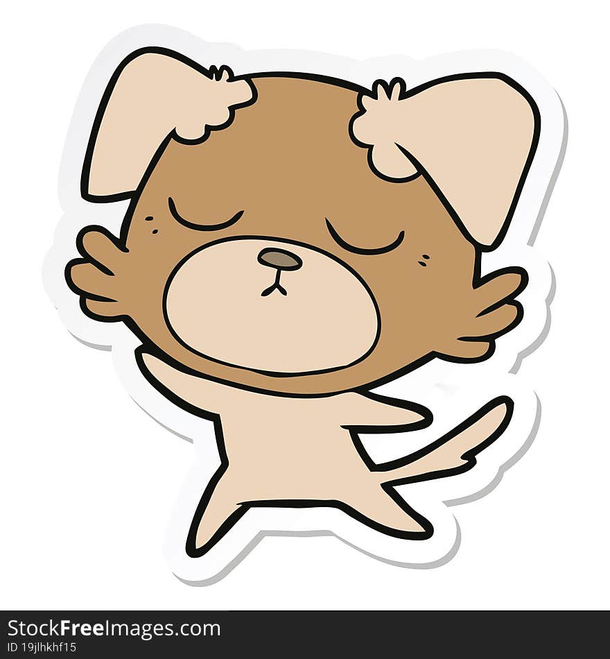 sticker of a cute cartoon dog