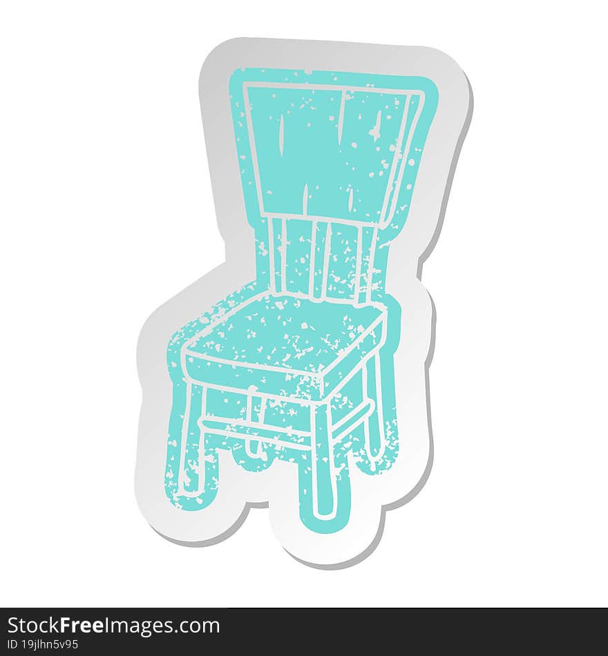 distressed old sticker of a wooden chair