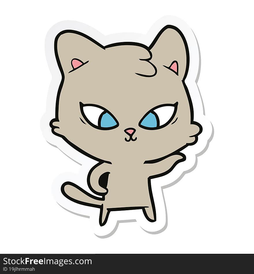 Sticker Of A Cute Cartoon Cat