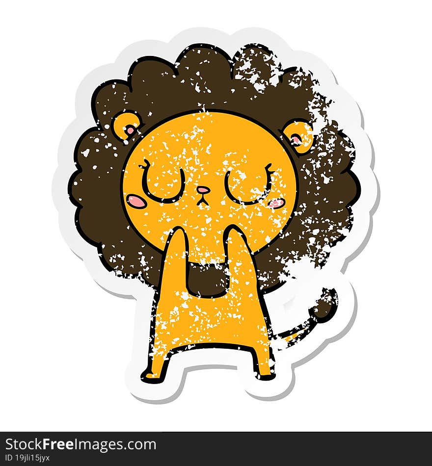 distressed sticker of a cartoon lion