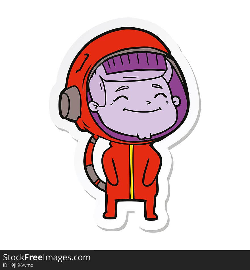 sticker of a happy cartoon astronaut