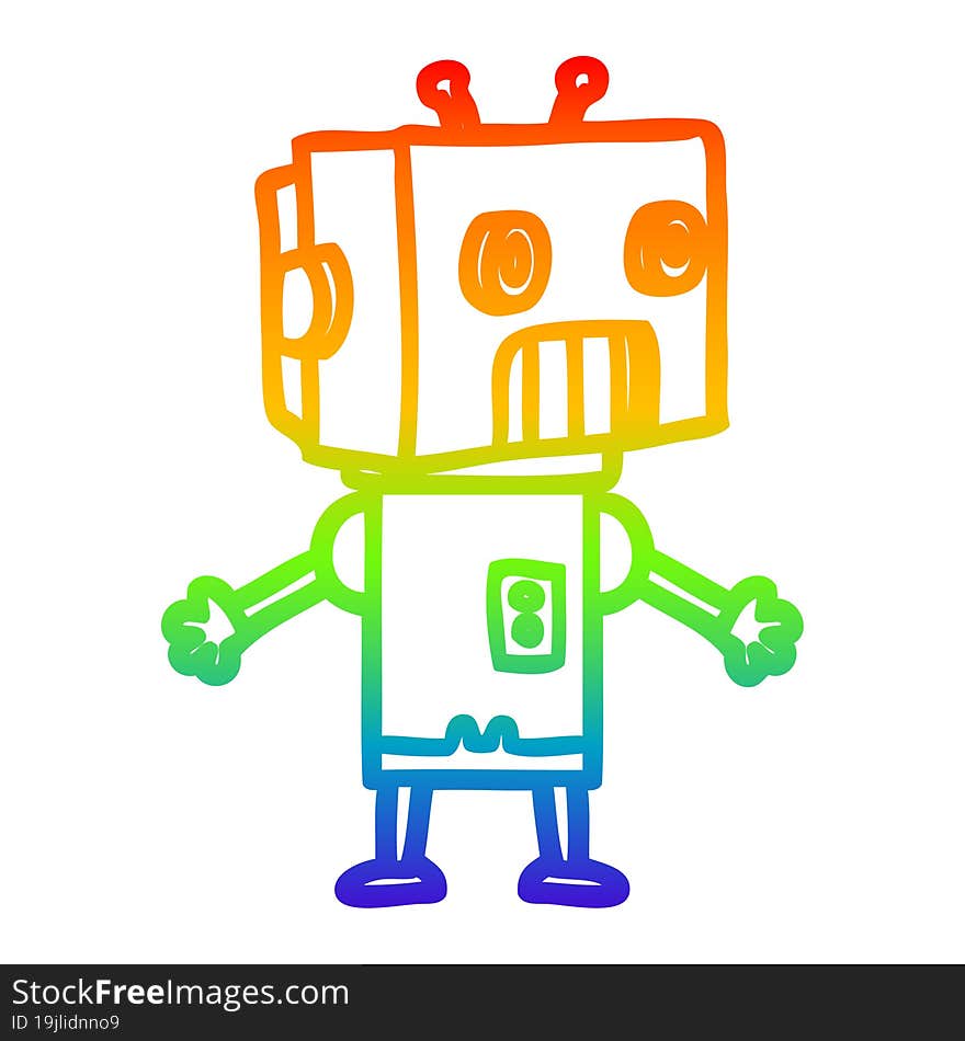 rainbow gradient line drawing cartoon robot