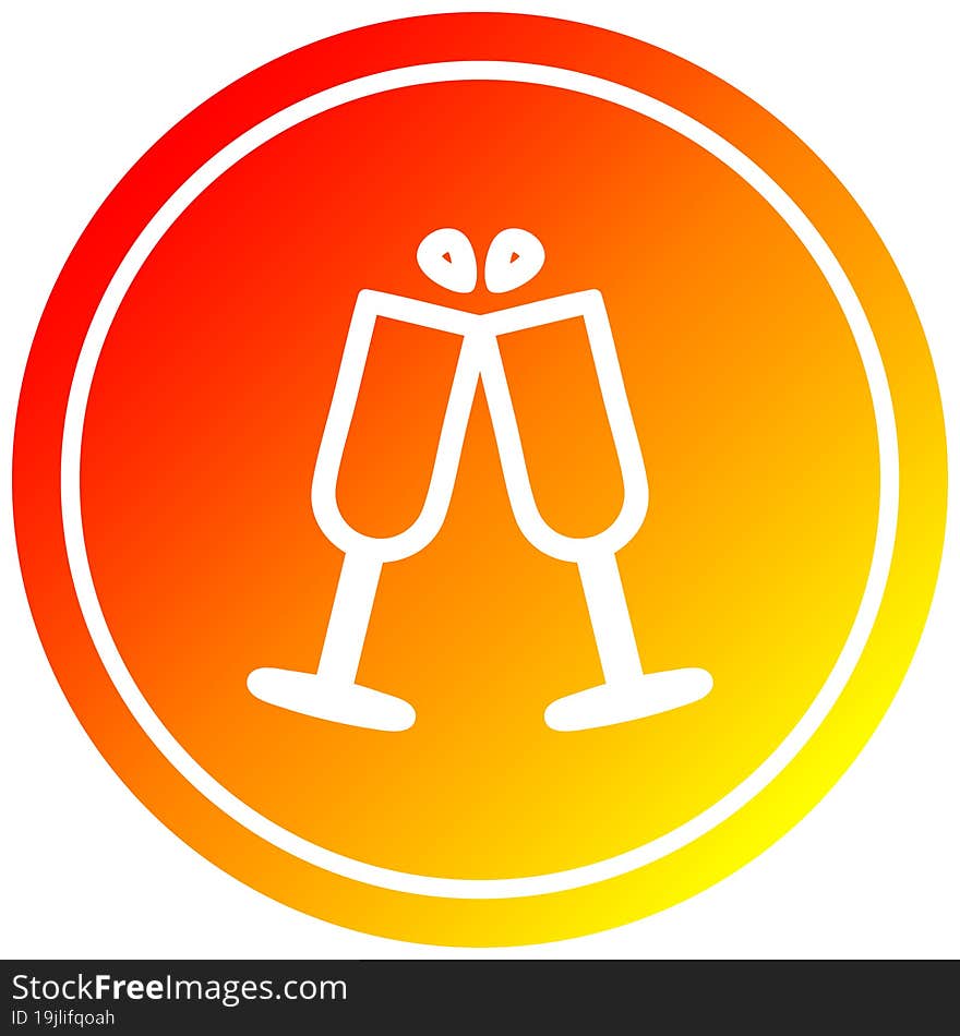 raised glasses circular icon with warm gradient finish. raised glasses circular icon with warm gradient finish