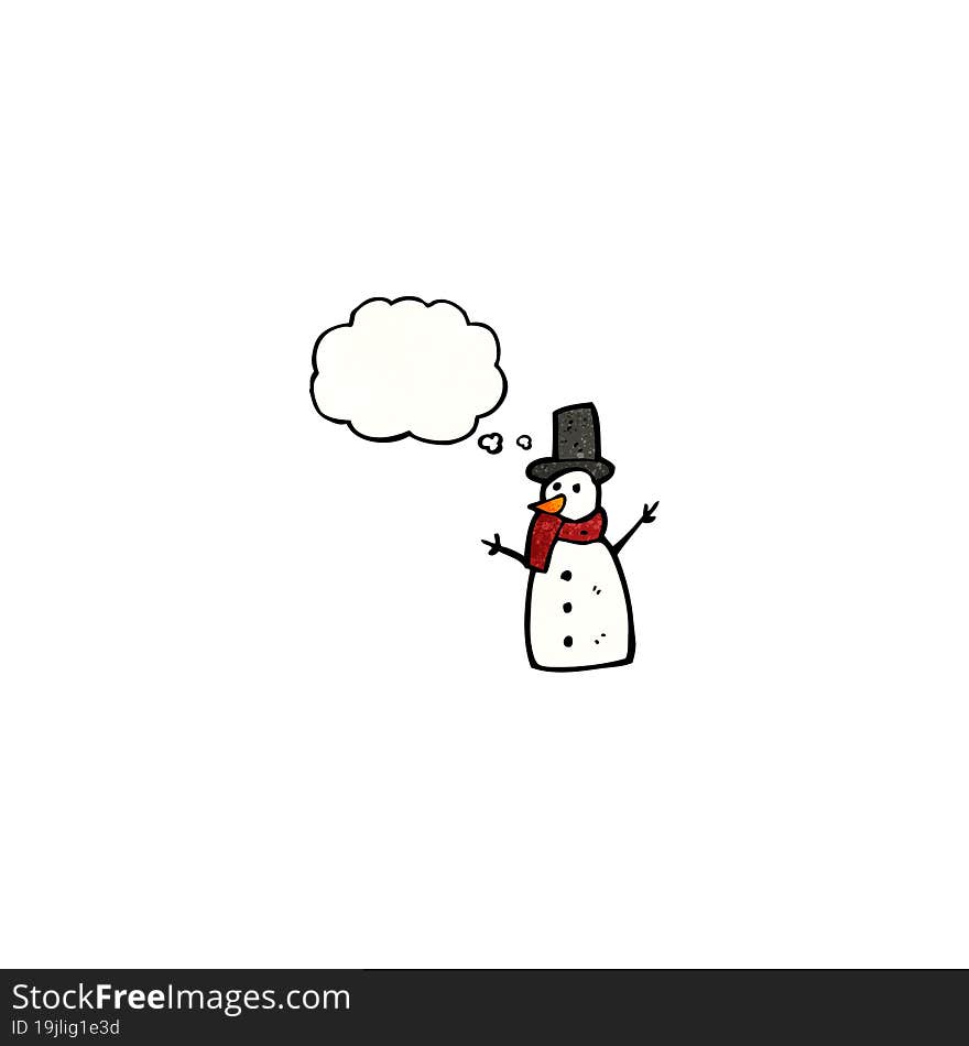 snowman with thought bubble cartoon