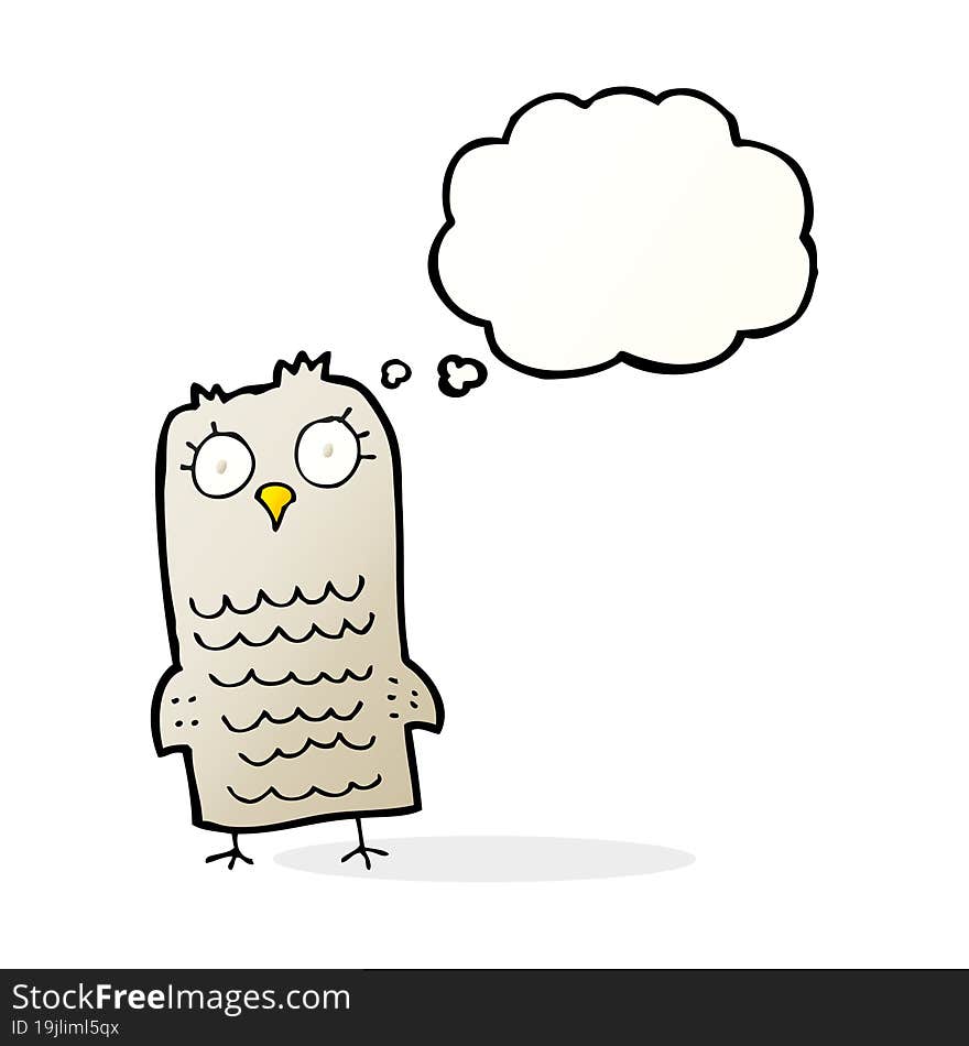 cartoon owl with thought bubble