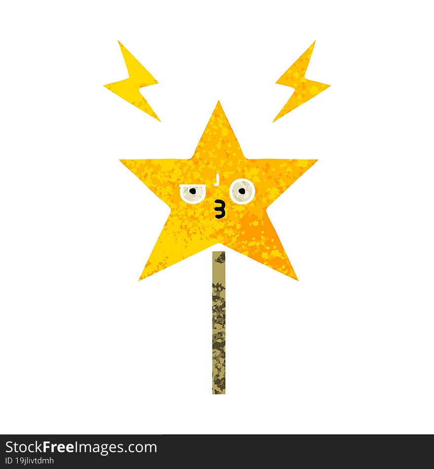 retro illustration style cartoon magic wand