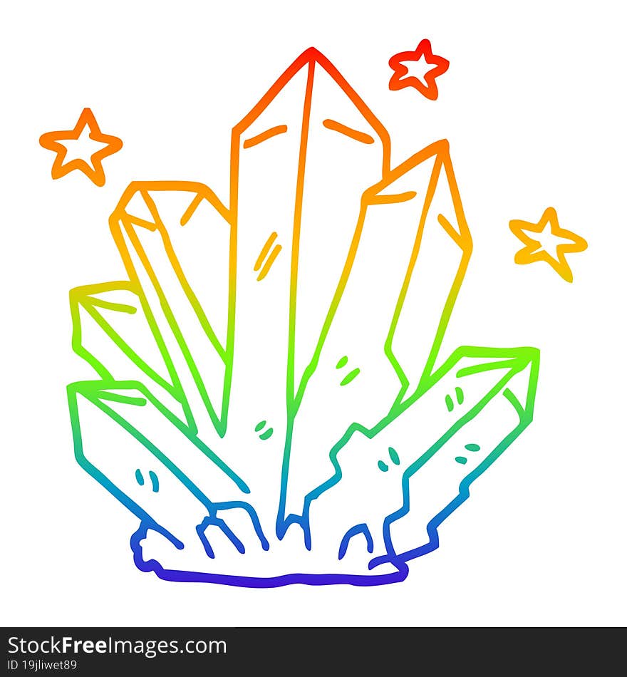 rainbow gradient line drawing cartoon magic crystal