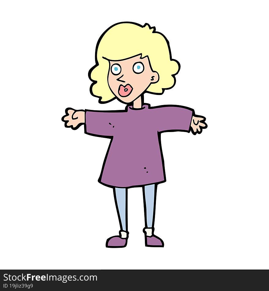 cartoon nervous woman