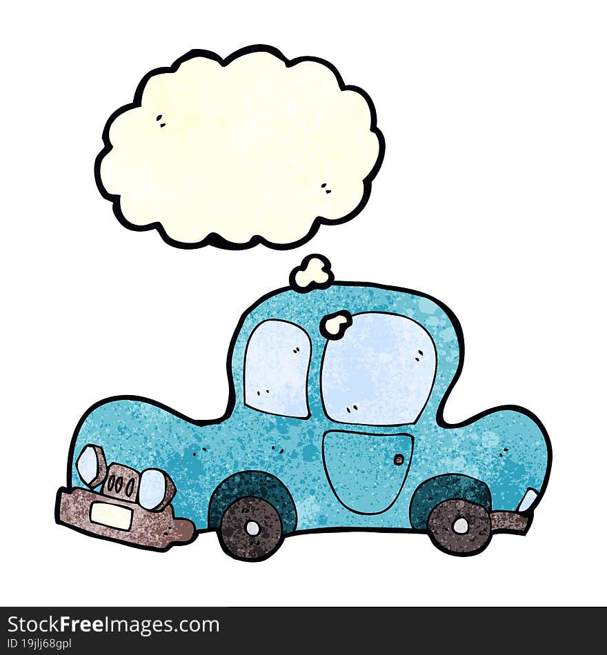 cartoon car with thought bubble